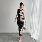 Damen Maxikleid mit floralem Druck und figurbetonter Silhouette R&B