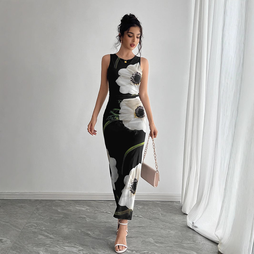 Damen Maxikleid mit floralem Druck und figurbetonter Silhouette R&B
