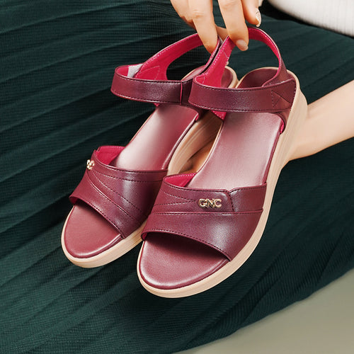 Damen Komfortable Wedge-Sandaletten mit verstellbarem Fesselriemen und ergonomischer Sohle R&B