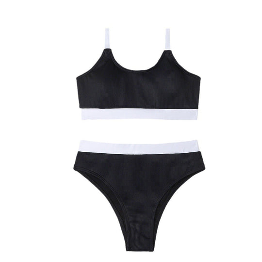 Damen Bikiniset mit raffiniertem Rippdesign und verstellbaren Trägern R&B