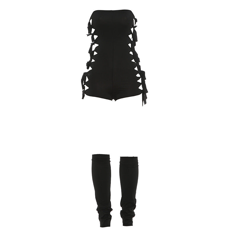 Damen Shorts-Einteiler mit elegantem Riemen-Design R&B