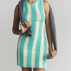 Damen figurbetontes Strickkleid mit einzigartigem Muster R&B