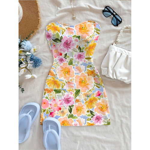 Damen Sommerliches Maxikleid mit floralem Motiv und figurbetonter Silhouette R&B