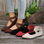 Damen elegante Ballerinas mit gekreuzten Riemen und weichem Obermaterial R&B