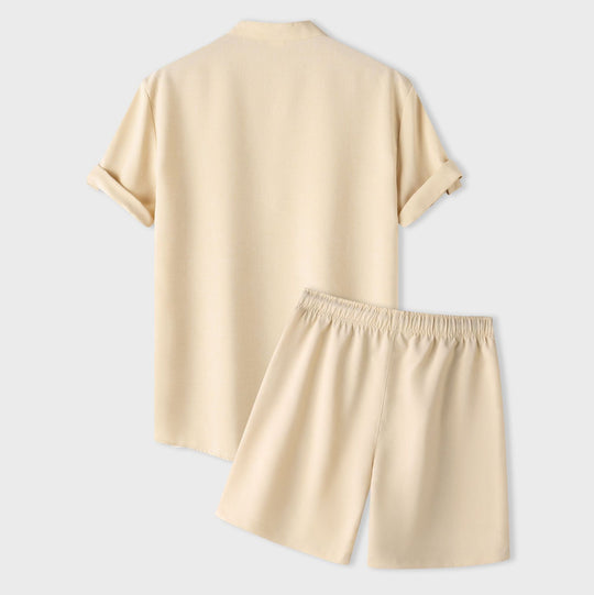 Damen Kurzarm Pyjama-Set aus atmungsaktivem Stoff mit elastischem Bund R&B