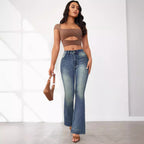 Damen Flared Jeans mit hohem Bund und schickem Schnitt R&B