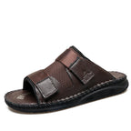 Herren Atmungsaktive Leder-Sandalen mit verstellbarem Klettverschluss R&B
