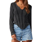 Damen Langärmeliger, strukturierter Basic-Pullover mit modischen Akzenten R&B