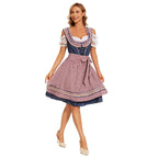 Damen nan traditionelles Trachtenkleid mit Schnürmieder, Spitzenärmeln und karierter Schürze R&B