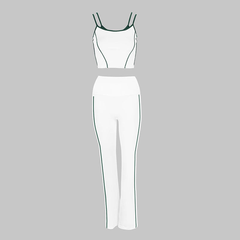 Damen Sportliches Zweiteiliges Set mit modischem Crop-Top und weiten Leggings R&B