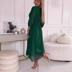 Damen Midikleid mit raffiniertem V-Ausschnitt und Puffärmeln R&B
