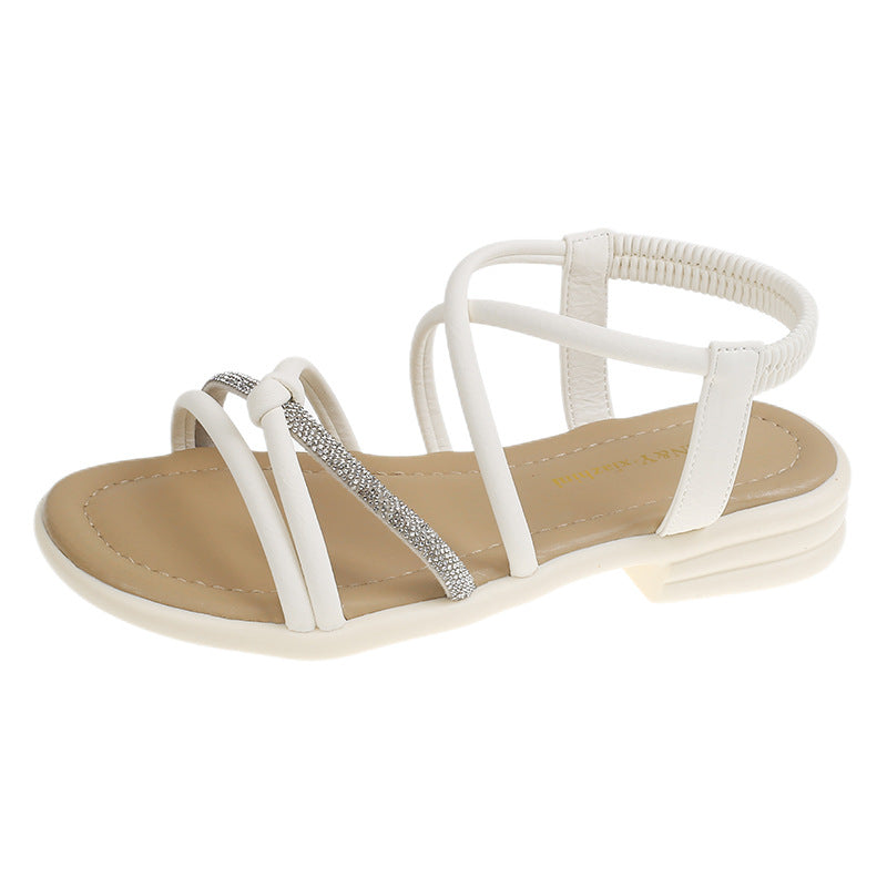 Damen elegante Badesandalen mit Funktionsriemen und modischem Strassdetail EB