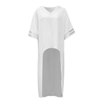 Damen Oversized T-Shirt mit transparenten Einsätzen und V-Ausschnitt R&B