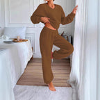Damen Kuscheliges Fleece-Lounge-Set mit elastischem Bund R&B
