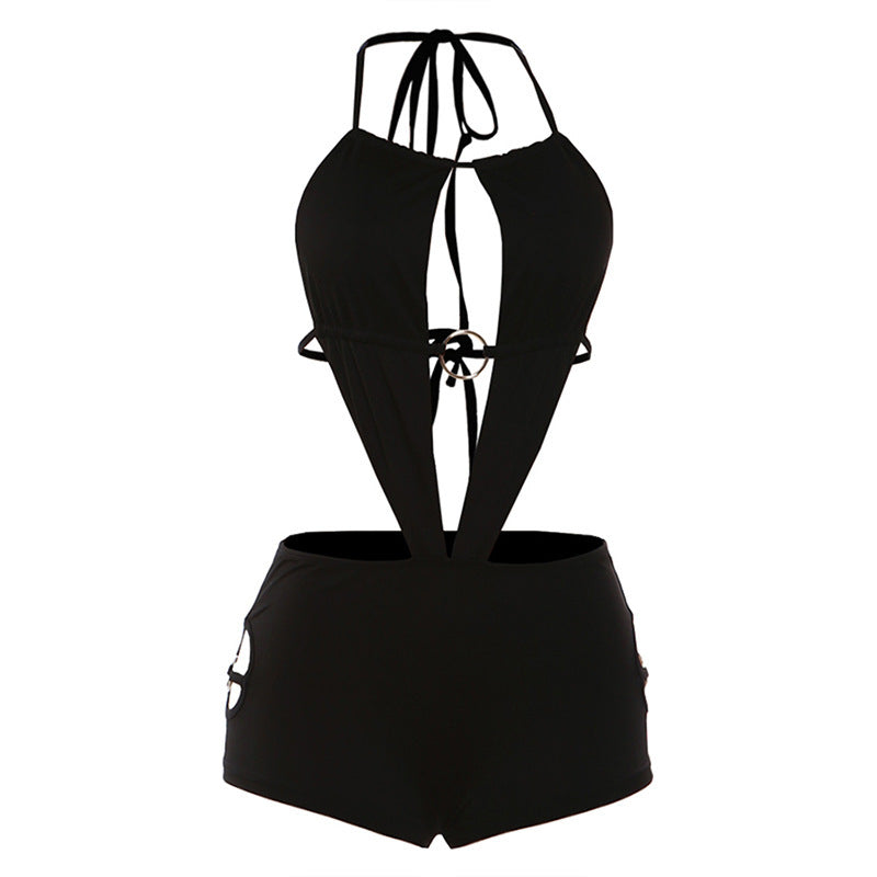 Damen Einteiler Badeanzug mit raffiniertem Design und tiefem V-Ausschnitt R&B