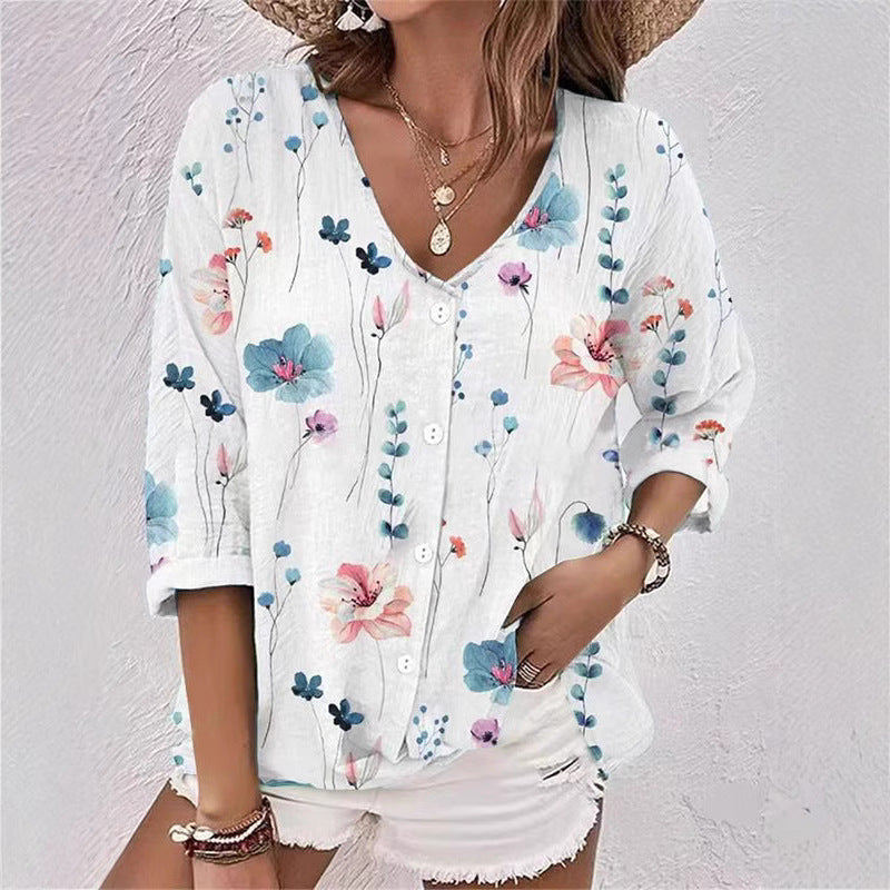 Damen Bluse mit floralem Druck und lässigem Schnitt R&B