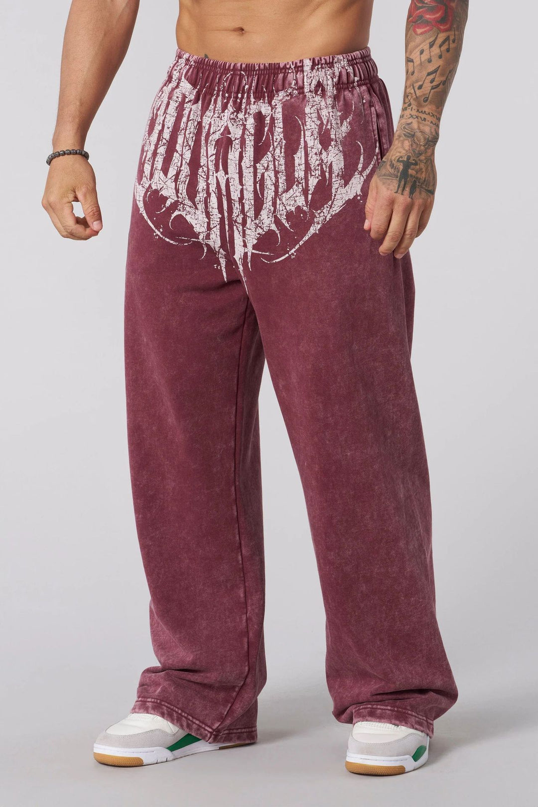 Herren nan weiche gewaschene Jogginghose mit weitem Schnitt und elastischem Bund R&B
