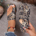 Damen Zehentrenner-Sandalen mit floralem Muster und bequemer Fußbettung R&B