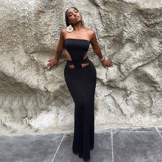 Damen Maxikleid mit stilvollen Cut-Outs und sexy Schlitz R&B