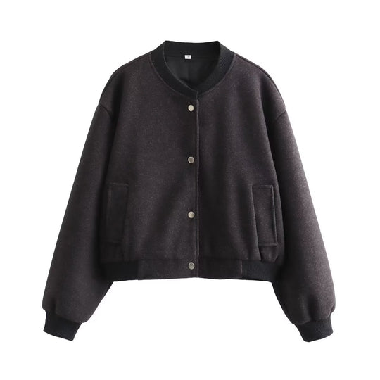 Damen trendige Bomberjacke mit lässigem Schnitt und praktischen Taschen R&B