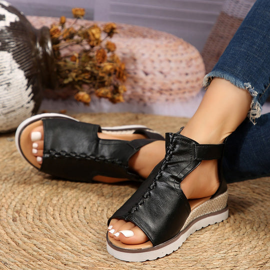 Damen bequeme Plateau-Sandalen mit atmungsaktiven Mesh-Einsätzen R&B
