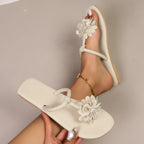 Damen Elegante Sandalen mit kunstvollem Blumen-Design EB
