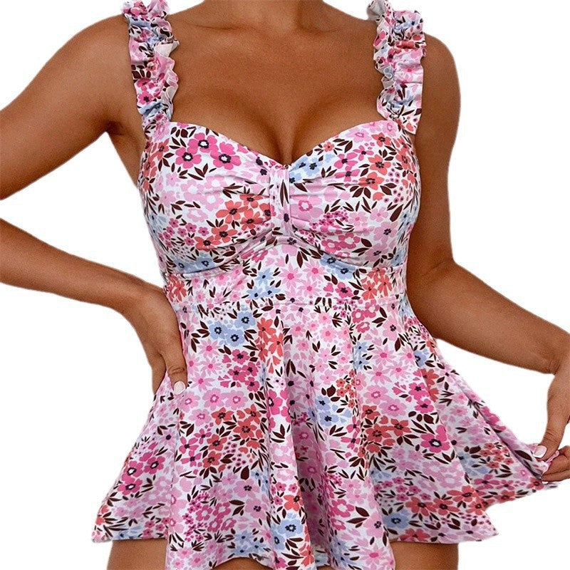 Damen Bademode mit floralem Schnitt und fröhlichen Rüschendetails R&B