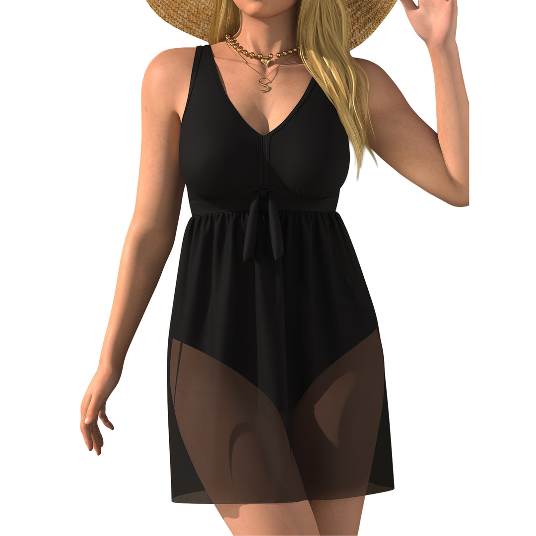 Damen Schwimmdress mit transparenter Overshirt R&B