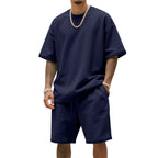 Herren Freizeit-Set mit bequemem T-Shirt und Shorts aus atmungsaktiver Baumwolle R&B
