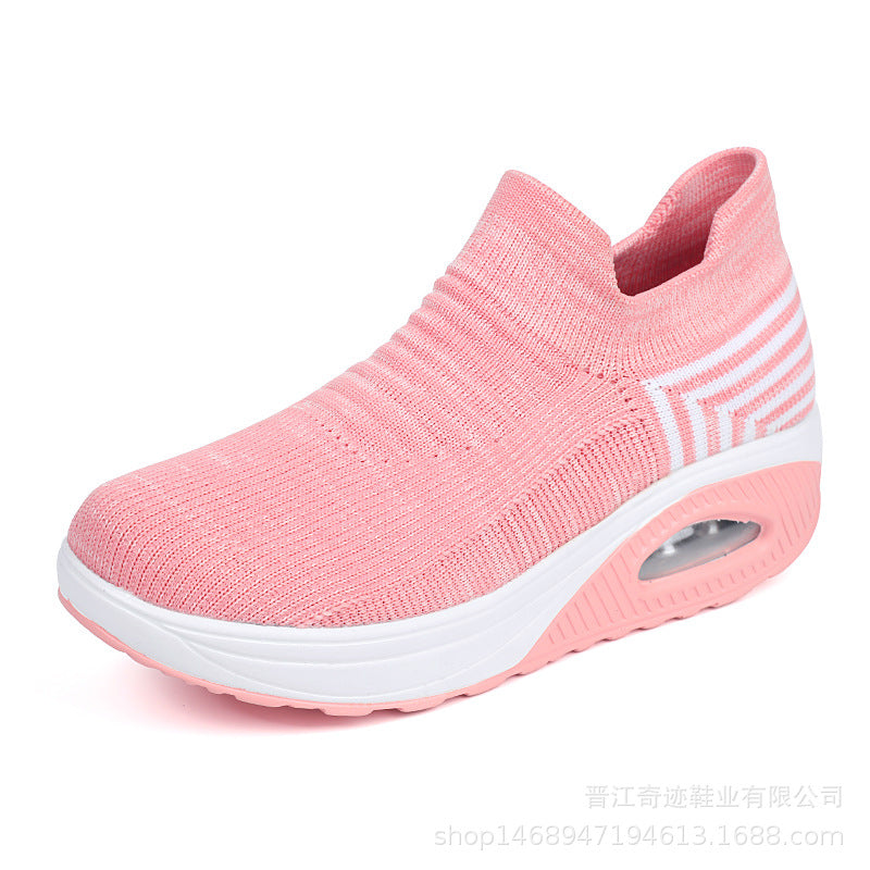 Damen nan gestrickter Schlupf-Walking-Sneaker mit anatomischer Pronationsstütze, Luftpolster-Zwischensohle und sockenähnlichem Schaft R&B