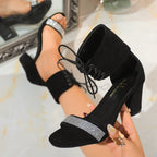 Damen High Heel Sandalen mit elegantem Riemen-Design und funkelnden Strassakzenten R&B