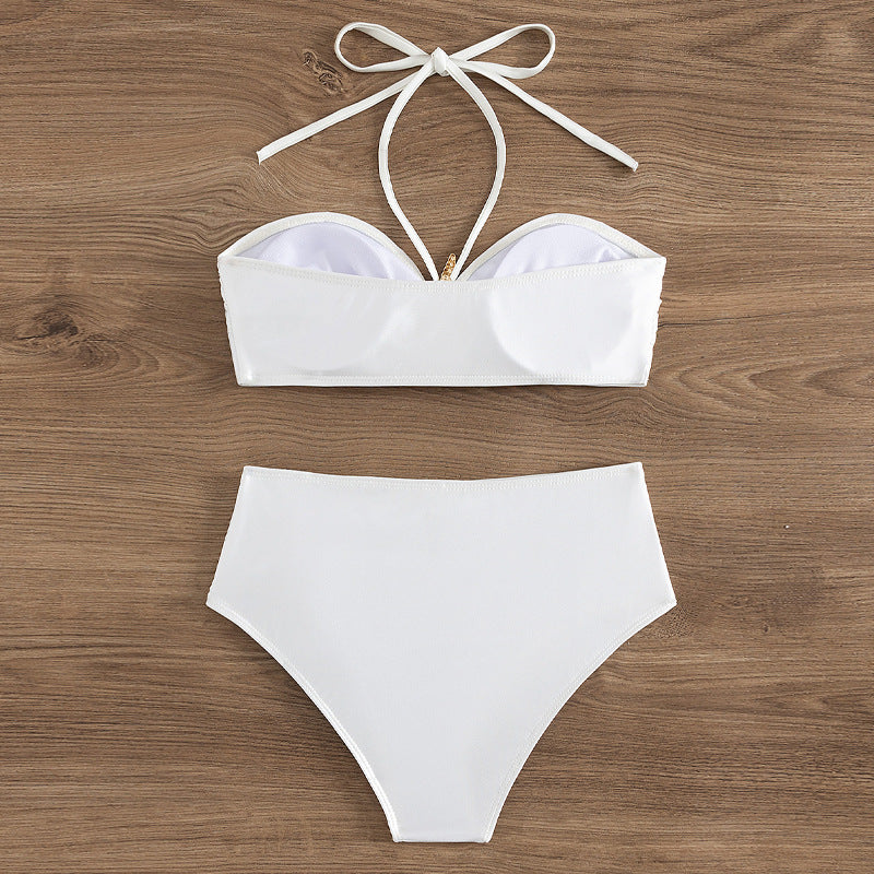 Damen Hochtaillierter Bikini mit eleganten Muschelverzierungen R&B
