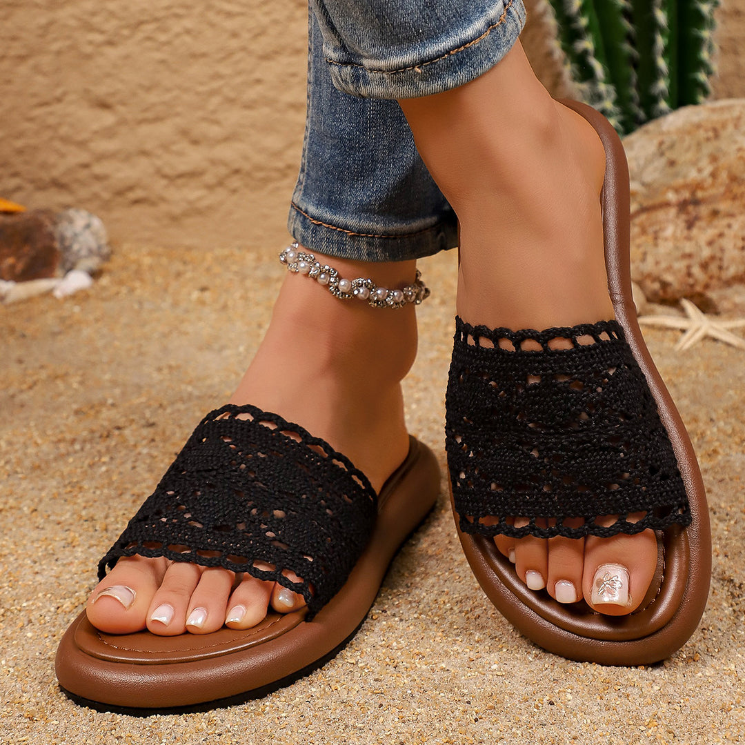 Damen Komfortable Riemchensandalen mit Häkelmuster R&B