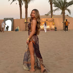 Damen Maxikleid mit verführerischem Halterneck-Design und floralem Muster R&B