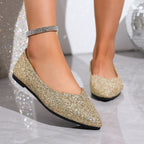 Damen Ballerinas mit funkelndem Glitzer und eleganter Silhouette R&B