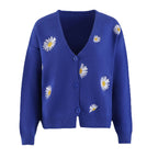 Damen Strickjacke mit Blumenmuster R&B