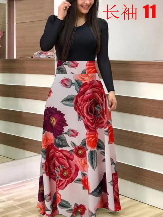 Damen Elegantes Maxikleid mit grafischem Druck und flexiblem Bund R&B