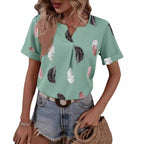 Damen Trendy Bluse mit Blattmuster und lässigem Schnitt R&B