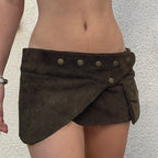 Damen modischer Kurzrock mit funktionalen Taschen und Knopfdetails R&B