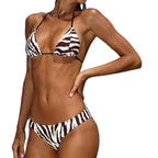 Damen Triangel-Bikini-Set mit stylischem ZR&Bramuster und verstellbaren Trägern R&B