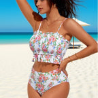 Damen Hochtailliertes Bikiniset mit Rüschen