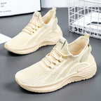 Damen nan atmungsaktiver Strick-Freizeitsneaker mit elastischem Schlupfkragen und gedämpfter Keilsohle R&B