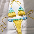 Damen Rüschen Bikini-Set mit verstellbaren Trägern R&B