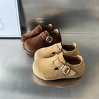 Damen bequeme Wildleder-Clogs mit elegantem Schnallenverschluss R&B