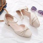 Damen Elegante Ballerinas mit praktischem Riemchen und dekorativem Knoten