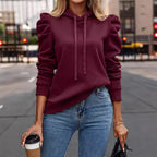 Damen lässiger Kapuzenpullover mit Puffärmeln R&B