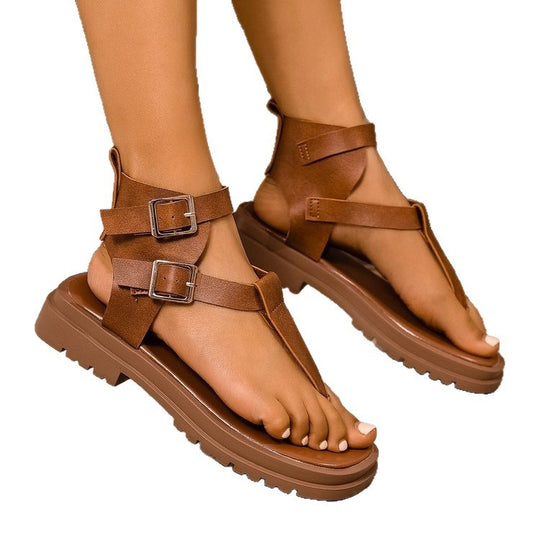 Damen modische Zehentrenner-Sandalen mit verstellbarem Riemendesign R&B