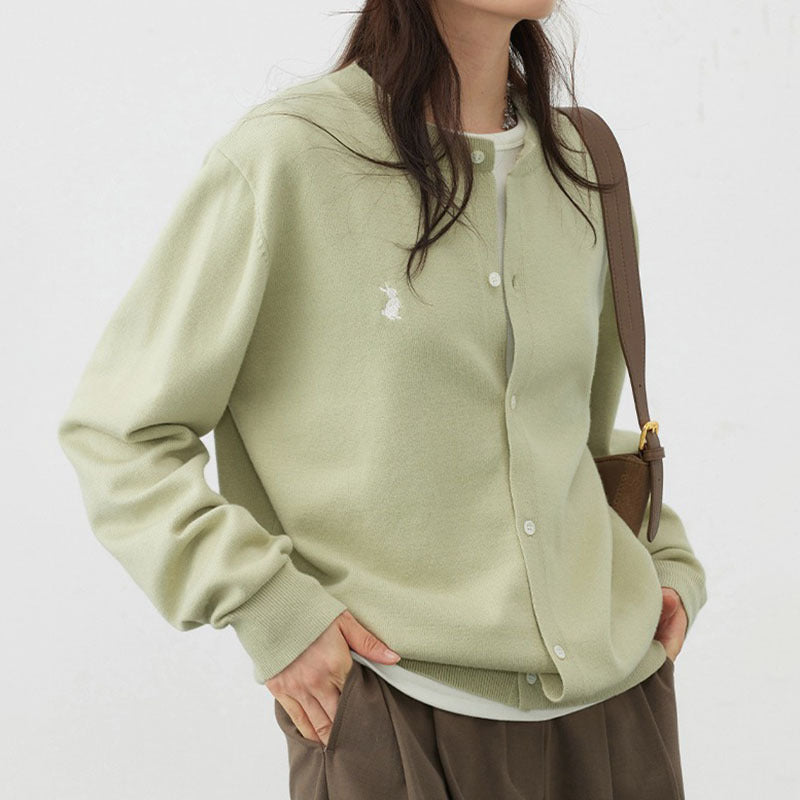 Damen weiche Strickjacke mit feinen Knopfdetails und elegantem Design R&B