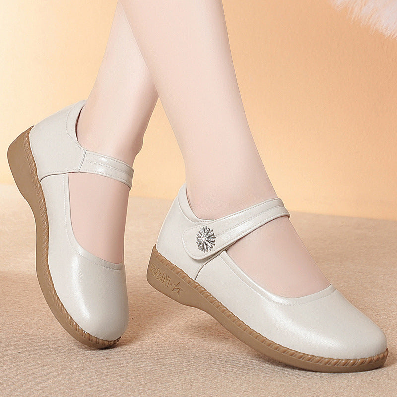 Damen Bequeme Mary Jane Ballerinas mit modischem Riemen und dekorativem Schmuckdetail R&B