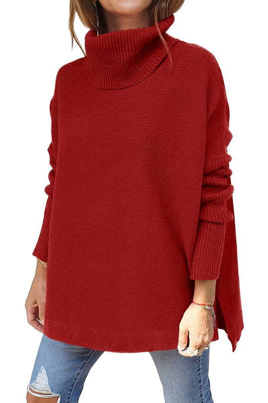 Damen komfortabler Rollkragenpullover mit weichem Strickmuster R&B
